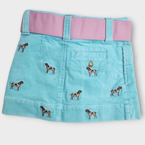 Ralph Lauren Skirt Toddler Girls 3T Blue Corduroy W/ Belt Embroidered Dogs VTG - Picture 2 of 6